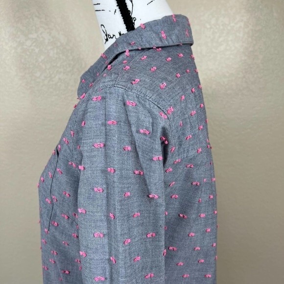 Splendid top women gray with pink swiss dot long sleeve tunic shirt size S - Picture 15 of 16